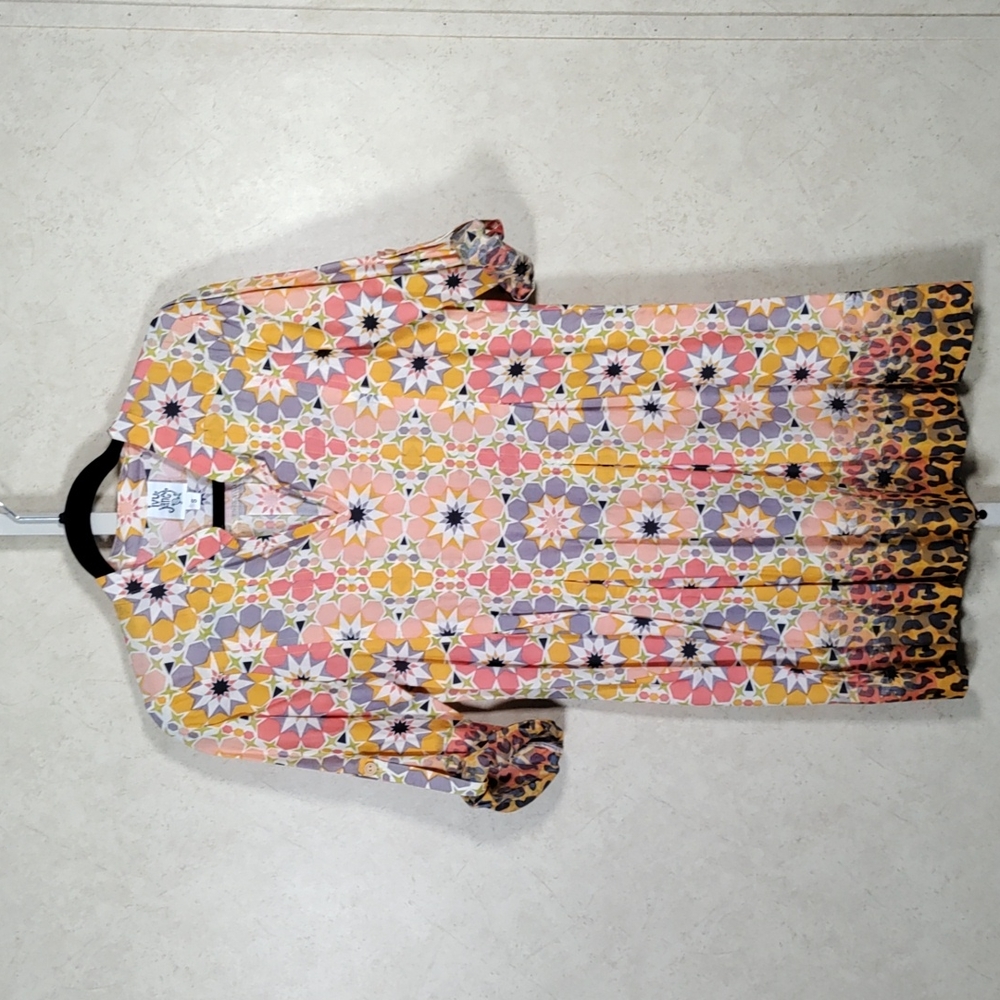 2/$10 05158 Ivy Jane floral and cheetah cotton tunic dress S